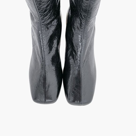 MM6 Maison Margiela Tin Can Boots EU 38 US 7 Black Knee High Block Heel Tall - Picture 9 of 13